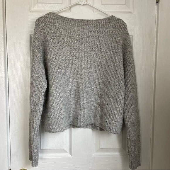 BP. Knit grey sweater v neck cropped fall ribbed women's size XS oversized - Picture 7 of 7